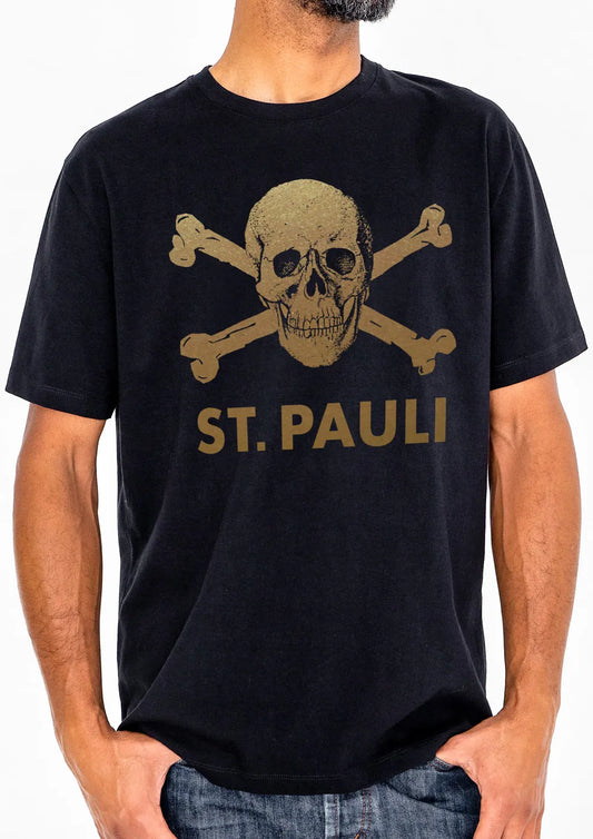 Camiseta calavera negro/dorado