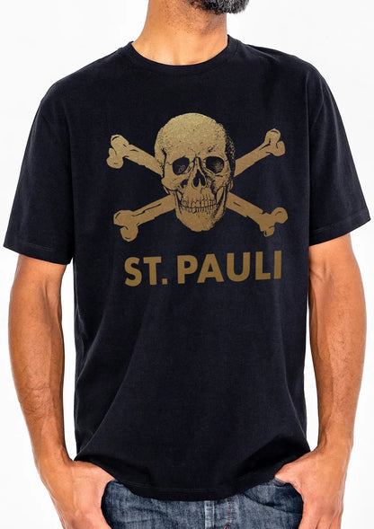 Camiseta calavera negro/dorado